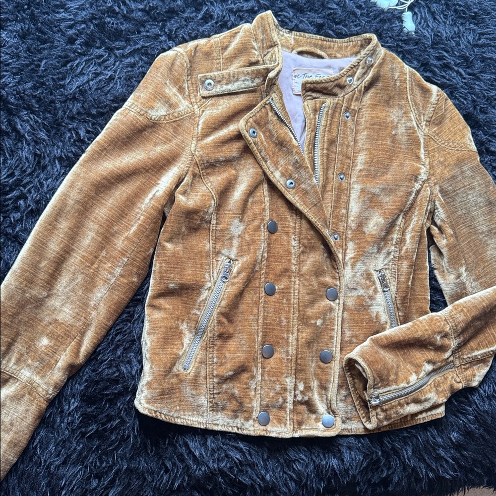 We The Free Golden Brown Velvet Jacket